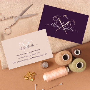Vintage Seamstress Sewing Needles Monogram Business Card