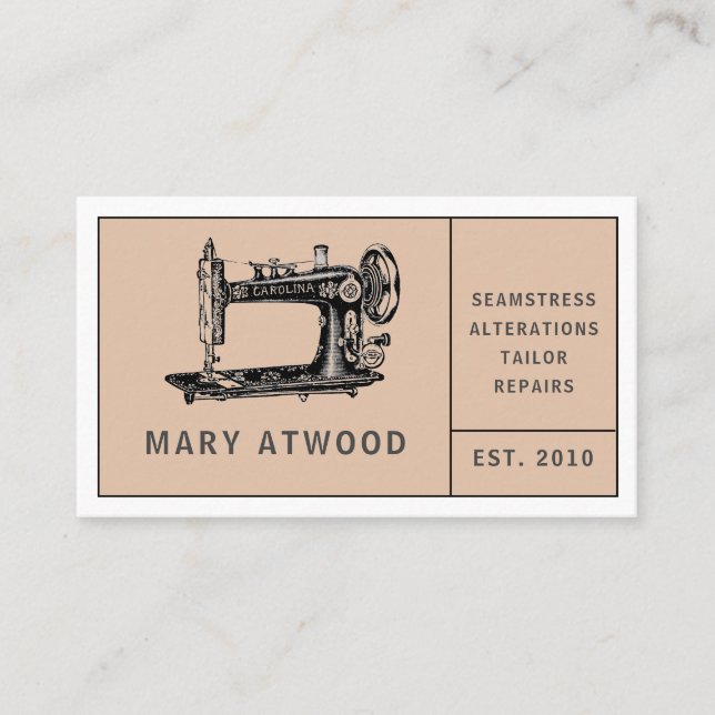 Vintage Seamstress Tailor Sewing Business Card (Front)