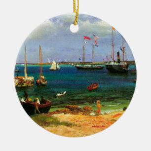 Vintage Seascape, Nassau Harbour by Bierstadt Ceramic Tree Decoration