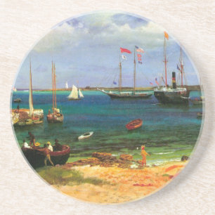 Vintage Seascape, Nassau Harbour by Bierstadt Coaster