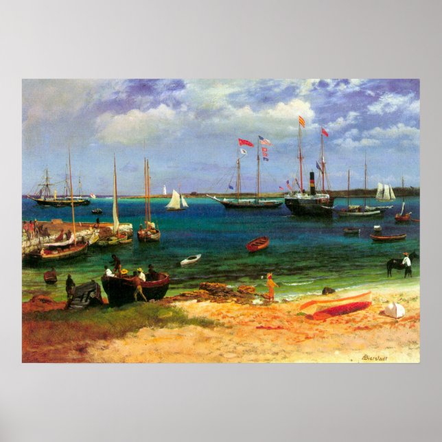 Vintage Seascape, Nassau Harbour by Bierstadt Poster (Front)