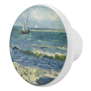 Vintage Seascape near Les Saintes-Maries-de-la-Mer Ceramic Knob