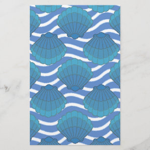 Vintage Seashell And Waves Pattern