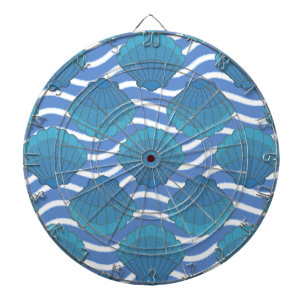 Vintage Seashell And Waves Pattern Dartboard