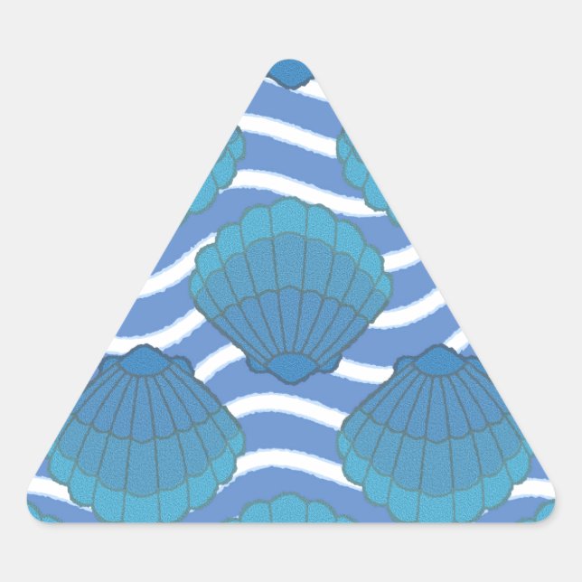 Vintage Seashell And Waves Pattern Triangle Sticker (Front)
