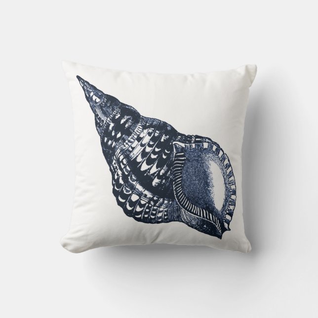 Vintage Seashell Blue Pillow (Front)