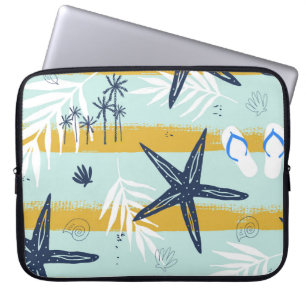 Vintage Seashell Brush Stroke Illustration. Laptop Sleeve