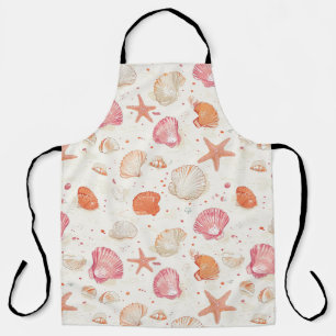 Vintage Seashell Coral Pink Terracotta Ivory Apron