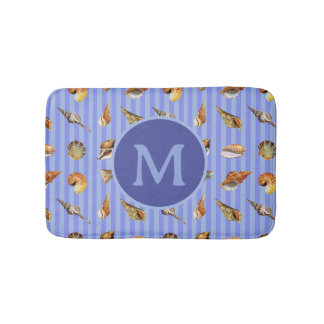 Vintage Seashell Custom Monogram Bath Mat