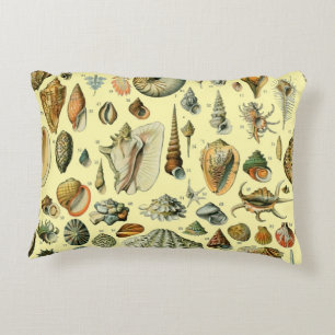 Vintage Seashell Print Adolphe Millot Coastal  Decorative Cushion