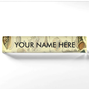 Vintage Seashell Print Adolphe Millot Coastal  Nameplate