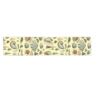 Vintage Seashell Print Adolphe Millot Coastal Short Table Runner