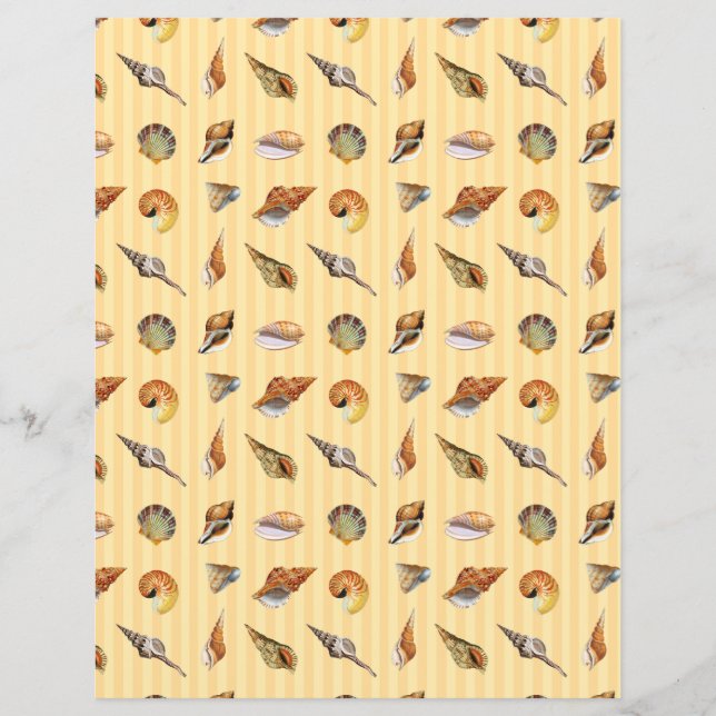 Vintage Seashell Scrapbook Paper Sand Stripe (Front)