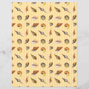 Vintage Seashell Scrapbook Paper Sand Stripe