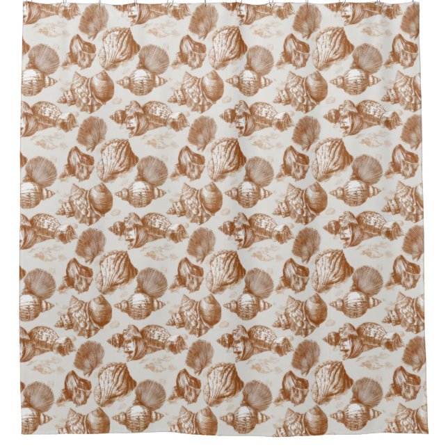 Vintage Seashell Toile Coastal Pattern (3) Shower Curtain (Front)