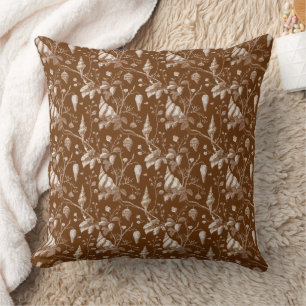 Vintage Seashell Toile Coastal Pattern Cushion