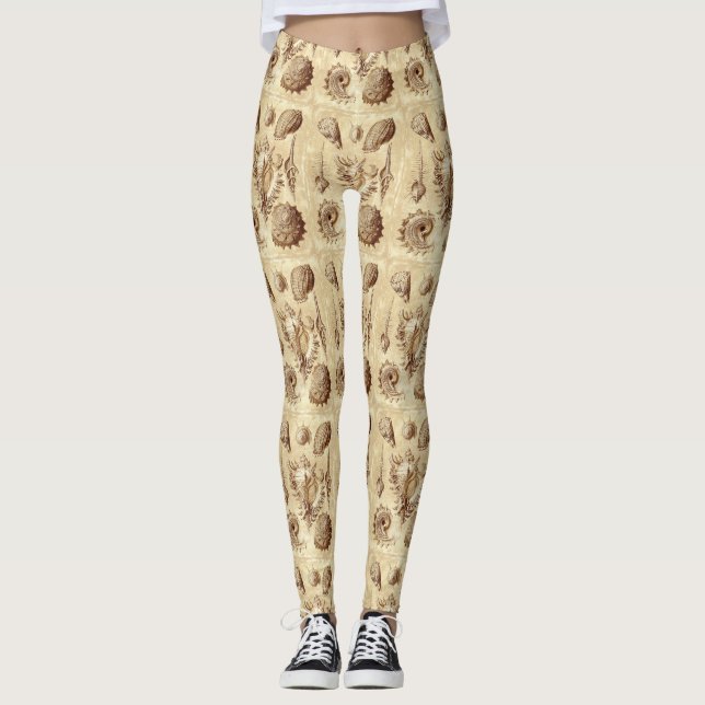 Vintage Seashells Antique Leggings (Front)