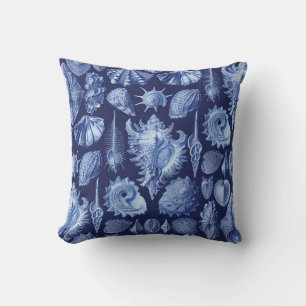 Vintage Seashells Blue Cushion