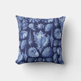 Vintage Seashells Blue Cushion