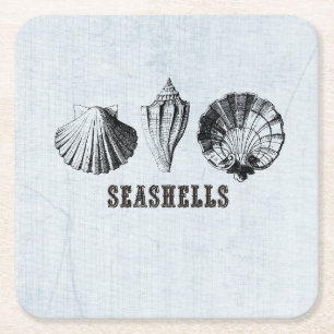 Vintage Seashells Square Paper Coaster