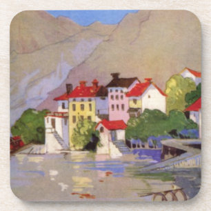 Vintage Seaside Village Italy Tourism Coaster