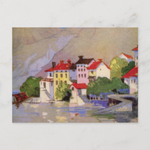 Vintage Seaside Village Italy Tourism Postcard