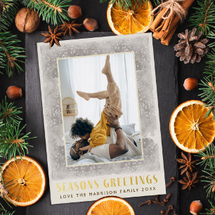 Vintage Seasons Greetings Foil Holiday Card