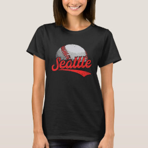Vintage Seattle Cityscape Baseball  For Men Women  T-Shirt