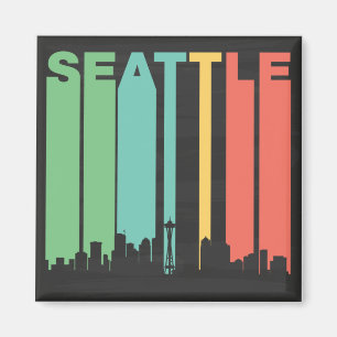 Vintage Seattle Cityscape Magnet