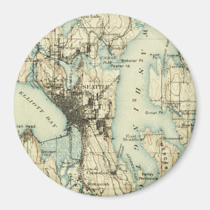 Vintage Seattle Map Magnet