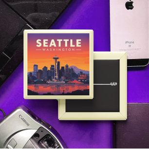 Vintage Seattle Washington 15 Cm Square Badge