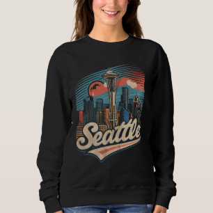 Vintage Seattle Washington Skyline Cityscape 80s 7 Sweatshirt