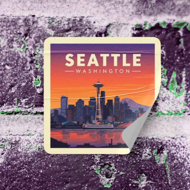 Vintage Seattle Washington Square Sticker (Creator Uploaded)