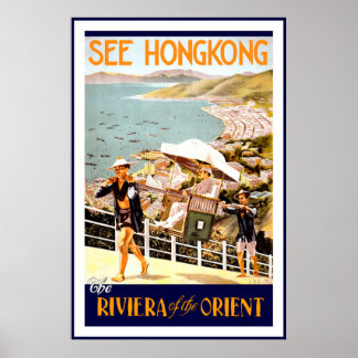 Vintage See Hongkong The Riviera Of The Orient  Poster