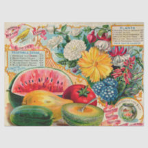 Vintage Seed Ad Fruit and Flowers