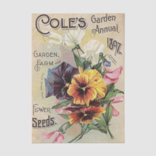 Vintage Seed Catalogue 1897 Cole's Garden Annual Tissue Paper