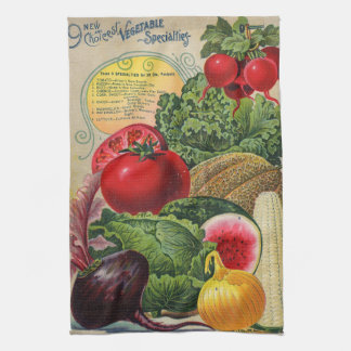 Vintage Seed Catalogue Colourful Vegetables Tea Towel