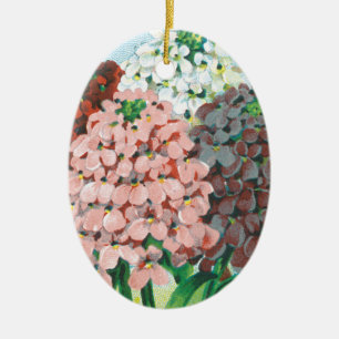 Vintage Seed Packet Art, Candytuft Garden Flowers Ceramic Ornament