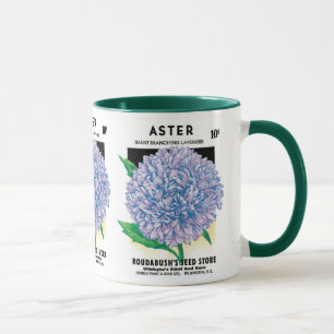 Vintage Seed Packet Art, Purple Aster Flowers Mug
