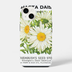Vintage Seed Packet Art, Shasta Daisy Flowers iPhone 14 Case