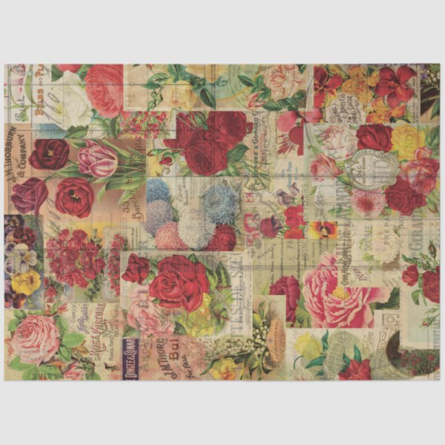 Vintage Seed Packet Collage Tissue Paper (Front)