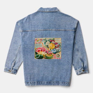 Vintage seed packet funny heirloom Gardner  Denim Jacket