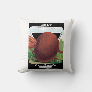Vintage Seed Packet Label Art, Beet Vegetables Cushion