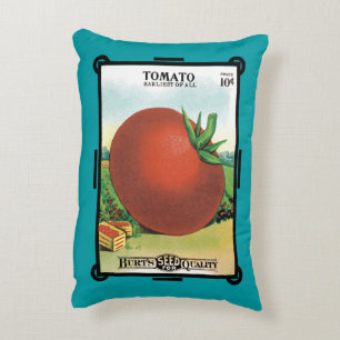 Vintage Seed Packet Label Art, Burt's Seed Tomato Decorative Cushion
