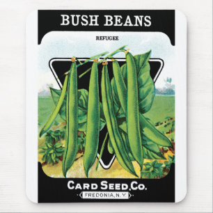 Vintage Seed Packet Label Art, Bush Bean Veggies Mouse Pad