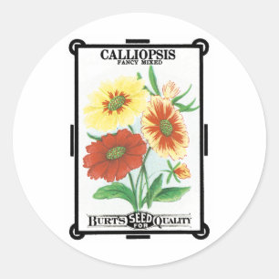 Vintage Seed Packet Label Art, Calliopsis Flowers
