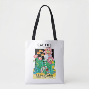 Vintage Seed Packet Label Art Desert Cactus Plants Tote Bag