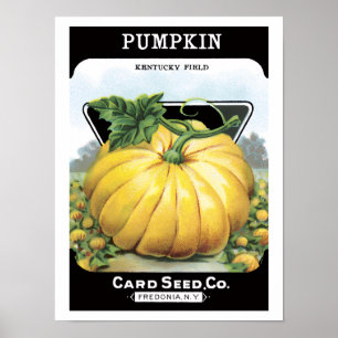 Vintage Seed Packet Label Art, Halloween Pumpkin Poster