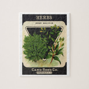 Vintage Seed Packet Label Art Sweet Marjoram Herbs Jigsaw Puzzle