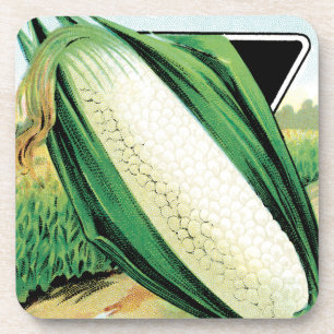Vintage Seed Packet Label Art, Sweet White Corn Coaster